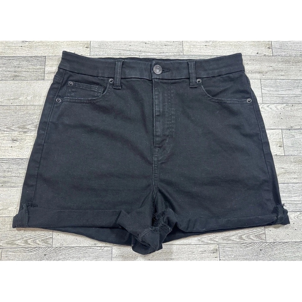 American Eagle Shorts Womens 12 Black Next Level Stretch Curvy Hi-Rise Shortie
